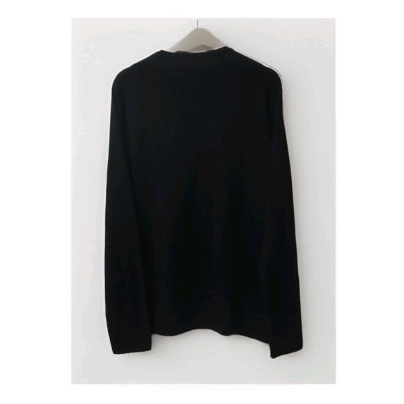 VINCE Cashmere Wool Trimless Pullover Sweater Black White Size L - Picture 3 of 6